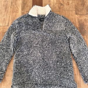 Coffee Shop collared faux Sherpa pullover size small